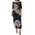 Polynesia Puletasi Plumeria With Tribal Pattern Black Vibes LT14 Long Dress Black - Polynesian Pride