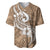 Polynesia Baseball Jersey Plumeria With Tribal Pattern Brown Pastel Vibes LT14 Brown - Polynesian Pride