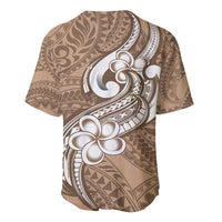 Polynesia Baseball Jersey Plumeria With Tribal Pattern Brown Pastel Vibes LT14 - Polynesian Pride