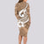 Polynesia Long Sleeve Bodycon Dress Plumeria With Tribal Pattern Brown Pastel Vibes LT14 - Polynesian Pride