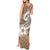 Polynesia Tank Maxi Dress Plumeria With Tribal Pattern Brown Pastel Vibes LT14 - Polynesian Pride