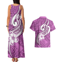 Polynesia Couples Matching Tank Maxi Dress and Hawaiian Shirt Plumeria With Tribal Pattern Pink Pastel Vibes LT14 - Polynesian Pride