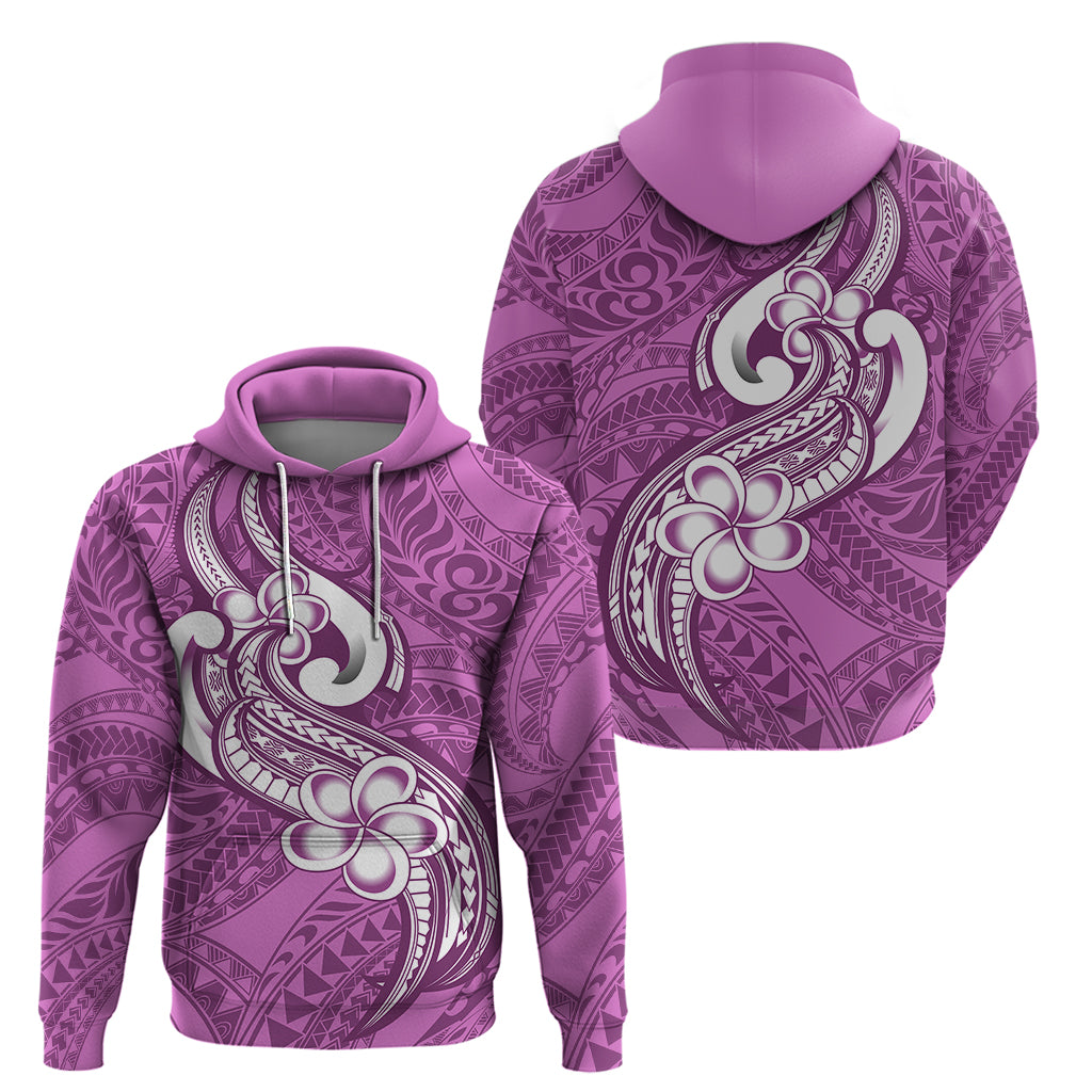 Polynesia Hoodie Plumeria With Tribal Pattern Pink Pastel Vibes LT14 - Polynesian Pride