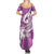 Polynesia Summer Maxi Dress Plumeria With Tribal Pattern Pink Pastel Vibes LT14 - Polynesian Pride