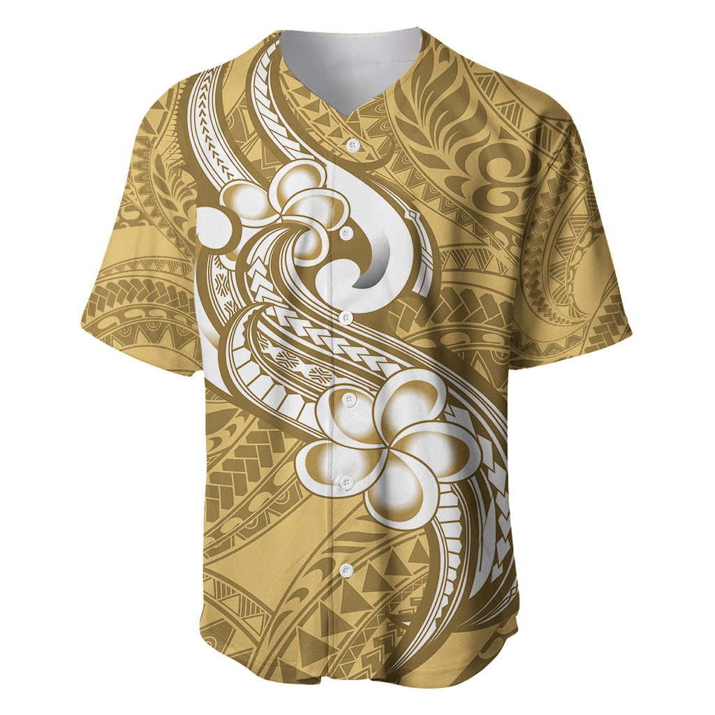 Polynesia Baseball Jersey Plumeria With Tribal Pattern Yellow Pastel Vibes LT14 Yellow - Polynesian Pride