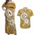 Polynesia Couples Matching Off Shoulder Maxi Dress and Hawaiian Shirt Plumeria With Tribal Pattern Yellow Pastel Vibes LT14 Yellow - Polynesian Pride