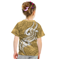 Polynesia Kid T Shirt Plumeria With Tribal Pattern Yellow Pastel Vibes LT14 - Polynesian Pride
