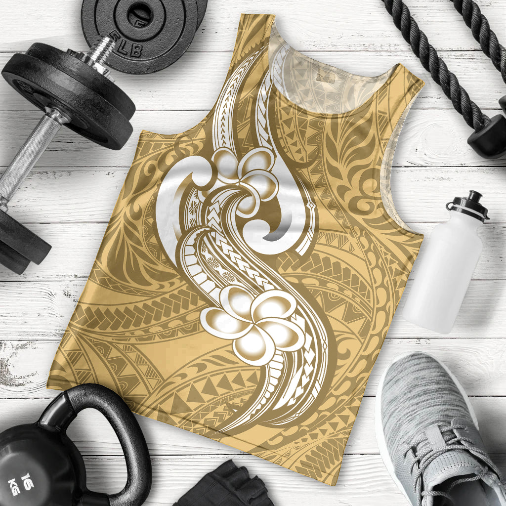 Polynesia Men Tank Top Plumeria With Tribal Pattern Yellow Pastel Vibes LT14 Yellow - Polynesian Pride