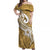 Polynesia Off Shoulder Maxi Dress Plumeria With Tribal Pattern Yellow Pastel Vibes LT14 Women Yellow - Polynesian Pride