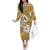 Polynesia Off The Shoulder Long Sleeve Dress Plumeria With Tribal Pattern Yellow Pastel Vibes LT14 Women Yellow - Polynesian Pride