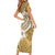 Polynesia Short Sleeve Bodycon Dress Plumeria With Tribal Pattern Yellow Pastel Vibes LT14 - Polynesian Pride