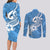 Polynesia Couples Matching Long Sleeve Bodycon Dress and Long Sleeve Button Shirts Plumeria With Tribal Pattern Blue Pastel Vibes LT14 - Polynesian Pride