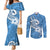 Polynesia Couples Matching Mermaid Dress and Long Sleeve Button Shirts Plumeria With Tribal Pattern Blue Pastel Vibes LT14 Blue - Polynesian Pride