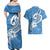 Polynesia Couples Matching Off Shoulder Maxi Dress and Hawaiian Shirt Plumeria With Tribal Pattern Blue Pastel Vibes LT14 - Polynesian Pride