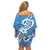 Polynesia Off Shoulder Short Dress Plumeria With Tribal Pattern Blue Pastel Vibes LT14 - Polynesian Pride