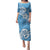 Polynesia Puletasi Plumeria With Tribal Pattern Blue Pastel Vibes LT14 Long Dress Blue - Polynesian Pride