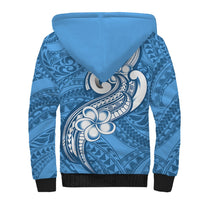 Polynesia Sherpa Hoodie Plumeria With Tribal Pattern Blue Pastel Vibes LT14 - Polynesian Pride