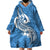 Polynesia Wearable Blanket Hoodie Plumeria With Tribal Pattern Blue Pastel Vibes LT14 - Polynesian Pride