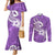 Polynesia Couples Matching Mermaid Dress and Long Sleeve Button Shirts Plumeria With Tribal Pattern Purple Pastel Vibes LT14 Purple - Polynesian Pride