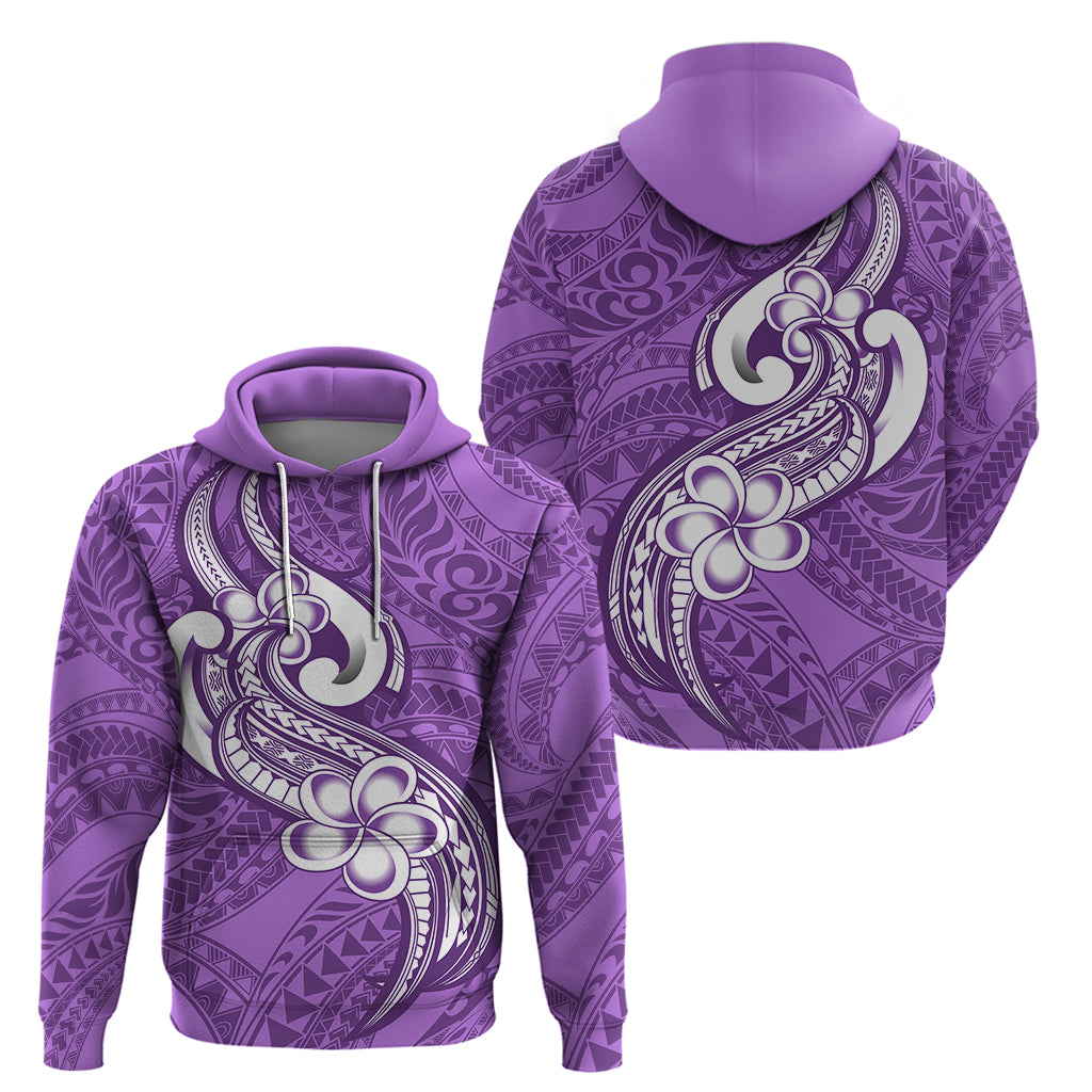 Polynesia Hoodie Plumeria With Tribal Pattern Purple Pastel Vibes LT14 - Polynesian Pride