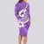 Polynesia Long Sleeve Bodycon Dress Plumeria With Tribal Pattern Purple Pastel Vibes LT14 - Polynesian Pride