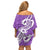 Polynesia Off Shoulder Short Dress Plumeria With Tribal Pattern Purple Pastel Vibes LT14 - Polynesian Pride