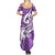 Polynesia Summer Maxi Dress Plumeria With Tribal Pattern Purple Pastel Vibes LT14 - Polynesian Pride