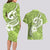 Polynesia Couples Matching Long Sleeve Bodycon Dress and Hawaiian Shirt Plumeria With Tribal Pattern Green Pastel Vibes LT14 - Polynesian Pride