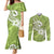 Polynesia Couples Matching Mermaid Dress and Long Sleeve Button Shirts Plumeria With Tribal Pattern Green Pastel Vibes LT14 Green - Polynesian Pride