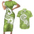 Polynesia Couples Matching Short Sleeve Bodycon Dress and Hawaiian Shirt Plumeria With Tribal Pattern Green Pastel Vibes LT14 Green - Polynesian Pride