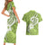 Polynesia Couples Matching Short Sleeve Bodycon Dress and Hawaiian Shirt Plumeria With Tribal Pattern Green Pastel Vibes LT14 - Polynesian Pride