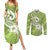 Polynesia Couples Matching Summer Maxi Dress and Long Sleeve Button Shirts Plumeria With Tribal Pattern Green Pastel Vibes LT14 Green - Polynesian Pride