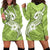 Polynesia Hoodie Dress Plumeria With Tribal Pattern Green Pastel Vibes LT14 - Polynesian Pride