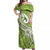 Polynesia Off Shoulder Maxi Dress Plumeria With Tribal Pattern Green Pastel Vibes LT14 Women Green - Polynesian Pride