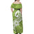 Polynesia Off Shoulder Maxi Dress Plumeria With Tribal Pattern Green Pastel Vibes LT14 - Polynesian Pride