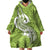 Polynesia Wearable Blanket Hoodie Plumeria With Tribal Pattern Green Pastel Vibes LT14 - Polynesian Pride