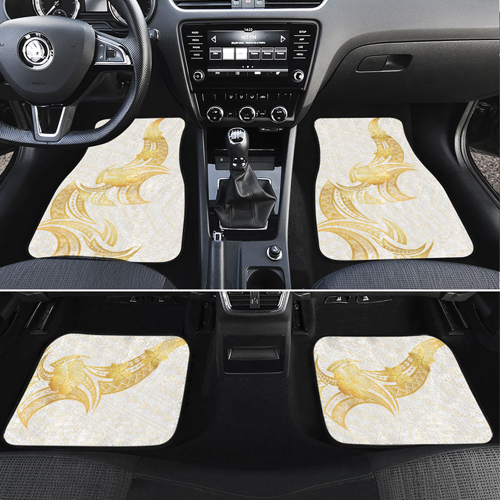 Polynesia White Sunday Car Mats Polynesian Tattoo Plumeria Hibiscus Gold