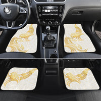 Polynesia White Sunday Car Mats Polynesian Tattoo Plumeria Hibiscus Gold