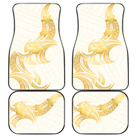 Polynesia White Sunday Car Mats Polynesian Tattoo Plumeria Hibiscus Gold