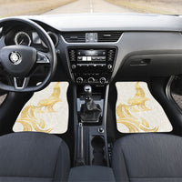Polynesia White Sunday Car Mats Polynesian Tattoo Plumeria Hibiscus Gold