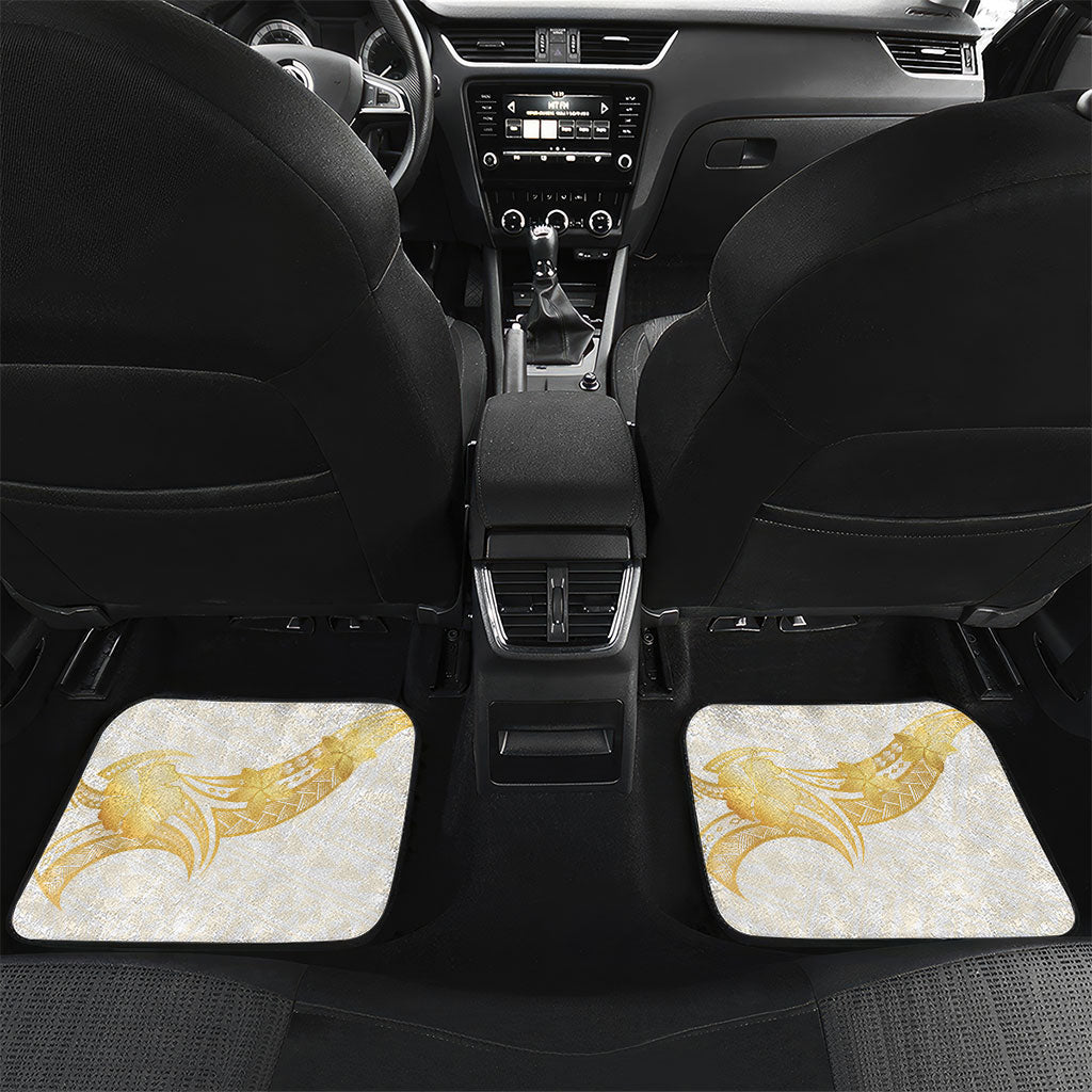 Polynesia White Sunday Car Mats Polynesian Tattoo Plumeria Hibiscus Gold
