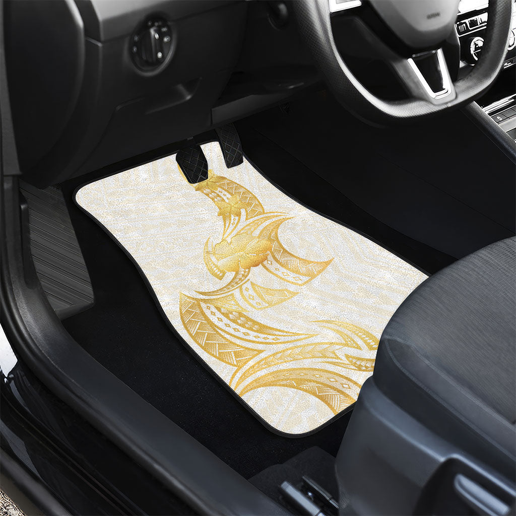 Polynesia White Sunday Car Mats Polynesian Tattoo Plumeria Hibiscus Gold