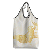 Polynesia White Sunday Grocery Bag Polynesian Tattoo Plumeria Hibiscus Gold LT14 - Polynesian Pride