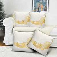 Polynesia White Sunday Pillow Cover Polynesian Tattoo Plumeria Hibiscus Gold