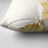 Polynesia White Sunday Pillow Cover Polynesian Tattoo Plumeria Hibiscus Gold