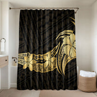 Gold Black Polynesia Hibiscus Plumeria Tattoo Bathroom Set LT14 Shower Curtain Only Black - Polynesian Pride