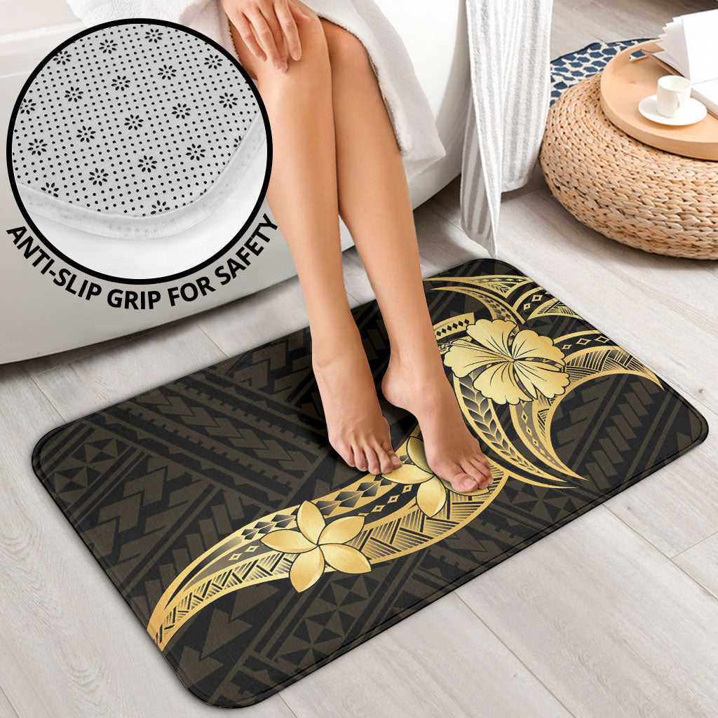 Gold Black Polynesia Hibiscus Plumeria Tattoo Bathroom Set LT14 - Polynesian Pride