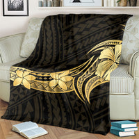 Gold Black Polynesia Hibiscus Plumeria Tattoo Blanket LT14 - Polynesian Pride