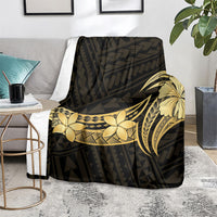 Gold Black Polynesia Hibiscus Plumeria Tattoo Blanket LT14 - Polynesian Pride