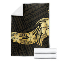 Gold Black Polynesia Hibiscus Plumeria Tattoo Blanket LT14 - Polynesian Pride